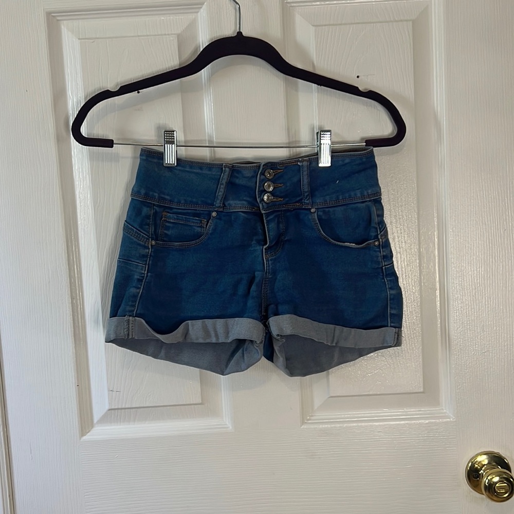 Cuffed jean shorts